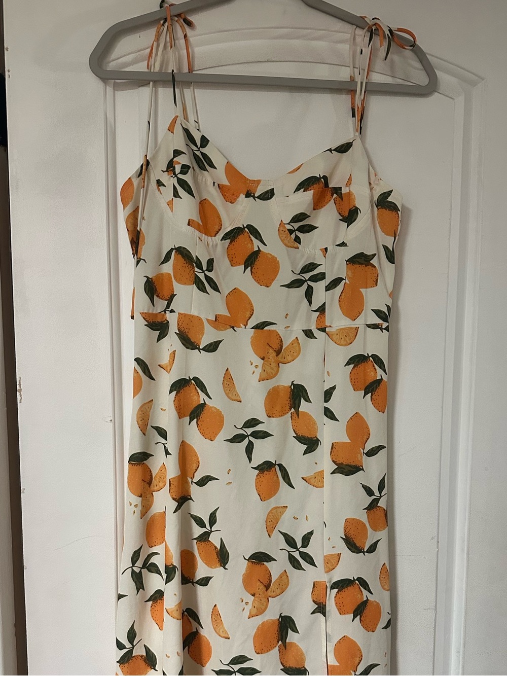 Cider Cream Orange and Green Fruit-Print Maxi Dress